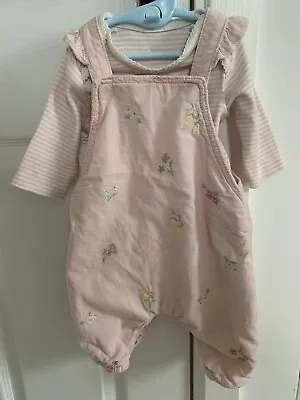 Baby Girl Mothercare Pink Corduroy Dungaree 2 Piece Set Age 1-3 Months • $8.83