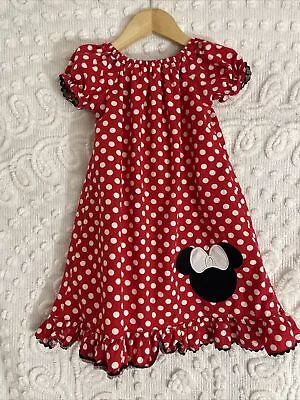 Smocked Monkey Red Polka Dot Minnie Mouse Dress  Toddler Girl 2t • $9