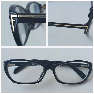 FENDI Eyeglasses Frame F977 001 54-14-135 Black And Gold Logo Made In Italy RARE • $39.99