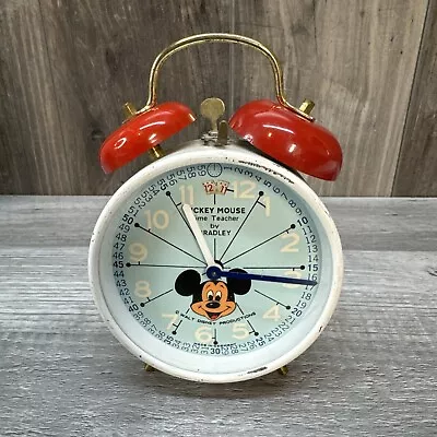 Vintage Disney's  Mickey Mouse  Time Teacher 5  Double Bell Alarm Clock VGUC • $59.95