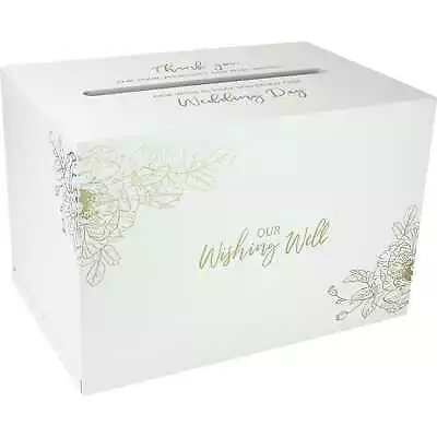 Wedding Day Wishing Well Gold Floral Wooden Box Card Money Wishes Bride Groom • $89.99