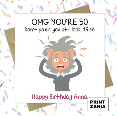 Personalised FUNNY 50th BIRTHDAY CARD Rude Adult Joke Women Aunty Mum Nan ARB • £2.99