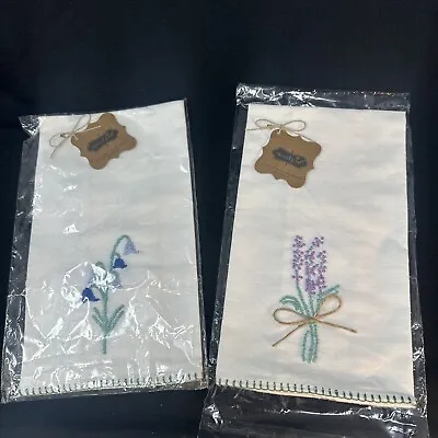 Two VTG New Mud Pie Embroidered Kitchen / Hand / Tea Linen Towels W/ Tags • $9.95