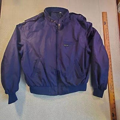 Vintage Members Only Bomber Jacket Men 44 Blue Full Zipper Snap Button • $27.95