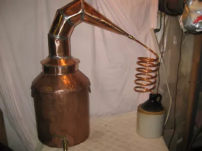 Antique LARGE Signed- WILLIAMS & POORE BOSTON -Copper Moonshine Still Coil+Jug ! • $699.99