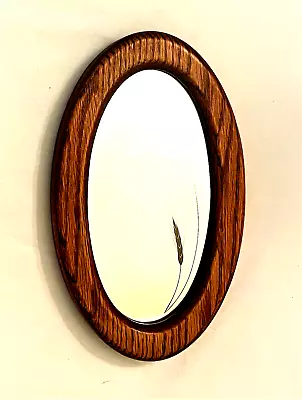 Vintage Oval Wall Mirror W/ Wheat Design 10 1/4  X 6 1/4   Decorative Wood Frame • $14.99