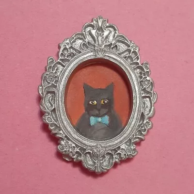 Cat Original Miniature Acrylic Painting On Paper In A Frame With A Magnet • $15