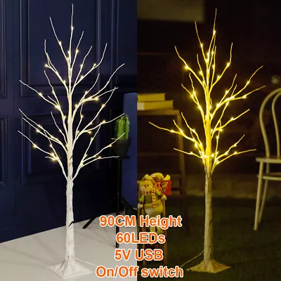 90cm Height LED Birch Tree Light Up White Twig Tree Christmas Party Home Decor • $50.09