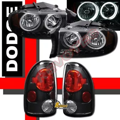 1997-2004 Dodge Dakota G3 LED Halo Angel Eyes Headlights & Tail Lights Black • $245