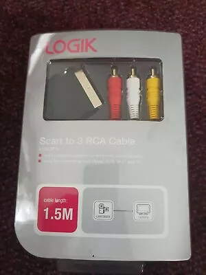 £9.99 • Buy 1.5m SCART Cable To RED WHITE YELLOW 3 TRIPLE RCA PHONO Audio Video TV AV Lead