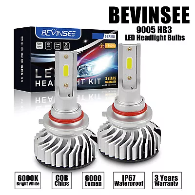 Bevinsee Pair 9005 HB3 LED Headlight Bulbs High/Low Beam Super White 50W 6000LM • $13.33