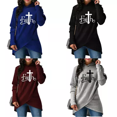 Fashion New 2018 Faith Print Sweatshirt Female Sweatshirts Kawaii Hoodies Women • £15.11