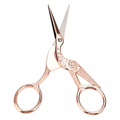 Vintage Scissors Rose Gold Fabric Scissors With Red-crowned Crane Pattern Sewing • $13.40