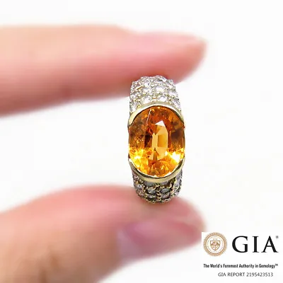 NYJEWEL GIA Certified 14k Gold 5.1ct Mandarin Spessartine Garnet Diamonds Ring • $4999