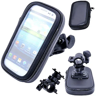 Waterproof Bicycle Case Mobile Phone Handle Bar Mount Holder For Large Phones • £8.99