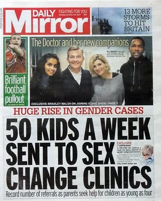 £19.99 • Buy Daily Mirror Newspaper 23 Oct 2017 . Doctor Who - Jodie Whittaker Front Cover