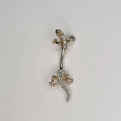 9ct Yellow Gold Diamond Set Lizard Gecko Navel Belly Body Bar Piercing Ring 9k • £199.99