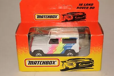 Matchbox #mb16 Land Rover 90 White Rainbow Tampo New In Box • $29.94