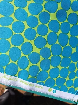 Kaffe Fassett Fat Quarter JUMBLE PWBM053 Lime Green W/ Blue Circles 18 ×21  • $2.99