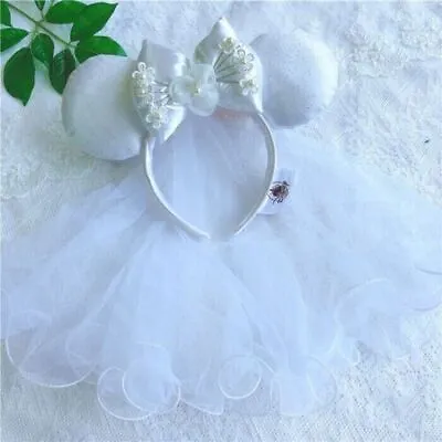 Disney Parks Minnie Mouse Bride Bridal Ears Bow Veil Headband Wedding • $8.99