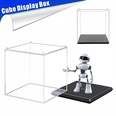 Acrylic Cube Shop Display Stand Square 5 Sided Box Clear Perspex Case Holder • £7.69