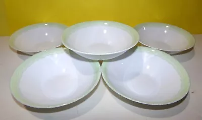 Martha Stewart Laurel Glass Arcoroc France Green Trim Set 6 Cereal Bowls 6 1/2  • $31.43