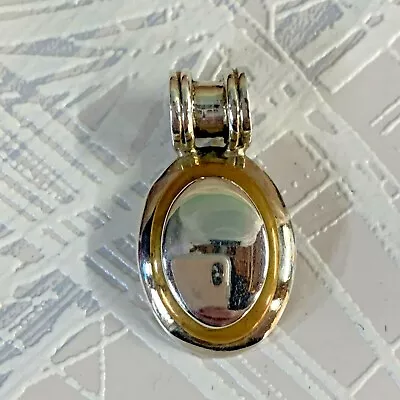 Vintage Oval Two-Tone Pendant Sterling Silver & Brass Marked Mexico 925 • $17.59