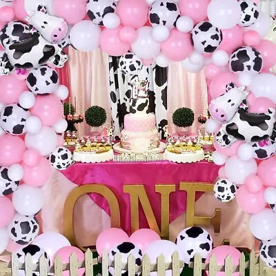 Animal Farm Birthday Barnyard Party Decorations Cow Printed Balloons Arch Kit • £4.67