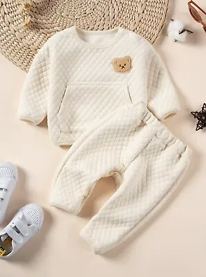 Baby Boys Suit With Bear Beige Pants And Jasket 9-12 Months🐻 NEW UK • £18.99