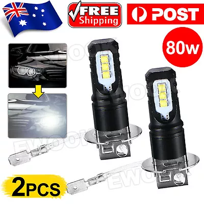 2pcs H3 160W 20000LM LED Car Headlight Conversion Globes Bulbs Beam 6500K White • $17.95