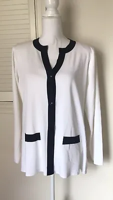 Exclusively Misook White/Black Trim Cardigan Buttons Size M • $35