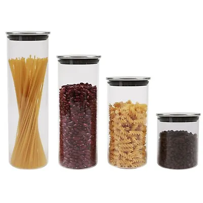 £8.95 • Buy Clear Glass Food Storage Canister Jar With Stainless Steel Lid, Airtight Sealing