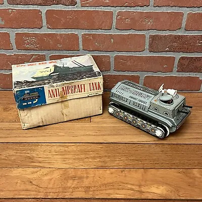 Anti Aircraft Tank Battery Tin Toy Working + Box ME 756 Vintage 1960s China Nice • $85