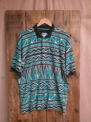 £15 • Buy Reebok Golf Vintage 90s Mens Short Sleeve Aztec Multicoloured Polo Shirt Medium
