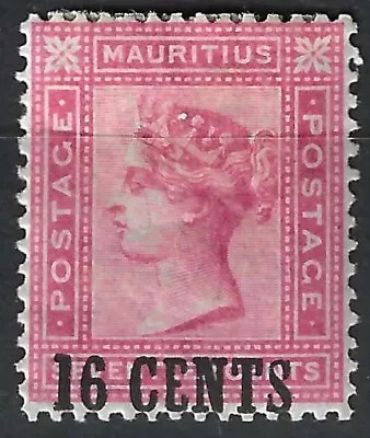 MAURITIUS SG112 1883 16c On 17c Rose 14.5mm Surcharge Mounted Mint • $87.80