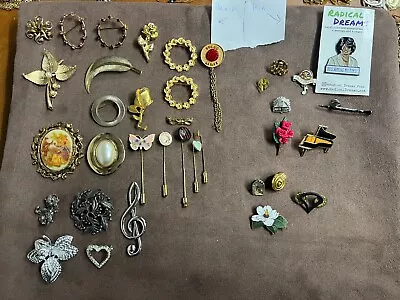 Lot Of Vintage & Modern Mixed Style Costume Brooch Pins • $19