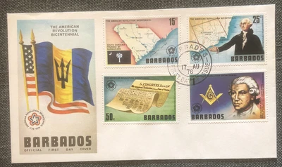£4.99 • Buy FDC Special Stamp Cover Masons Masonic Barbados 1976 American Bicentennial