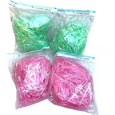 $4.99 • Buy Lot Of 4 Packs Easter Grass Basket Filler By Creatology Green Pink