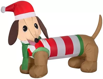 4' Gemmy Airblown Inflatable Weiner Dog In Winter Outfit Yard Decoration • $44.95