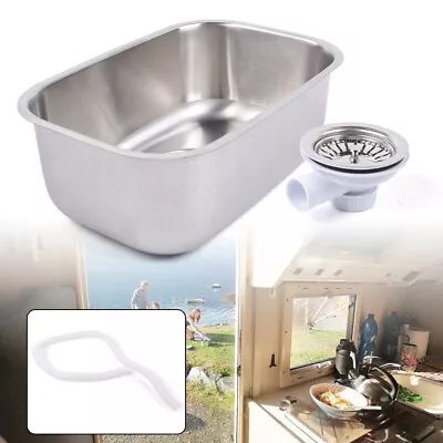 RV Caravan Kitchen Sink Camper Hand Wash Basin Stainless Steel With Water Outlet • $65