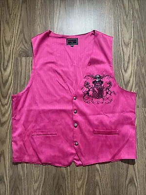 Vtg Patroncito Vest Pink Affliction Style Grunge Goth Sz XXL • $28