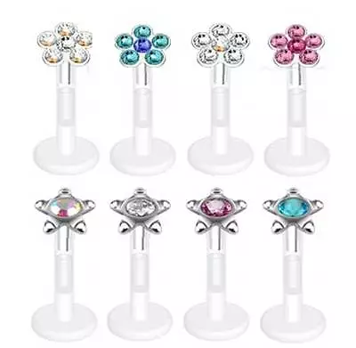 £2.60 • Buy Bioflex - Lip Stud Monroe Tragus - Flower Or Tiny Star - Choose Colour & Length