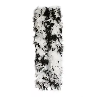 White With Black Tips 150 Grams Chandelle Feather Boa Dance Halloween Costume • $22.98