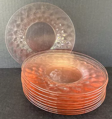 Vintage Cambridge Pink Depression Glass Salad Plates 7 3/8” Aero Optic Set Of 10 • $70