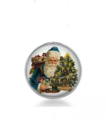 CHRISTMAS SANTA TREE RETRO Pendant Charm On 20  925 Sterling Silver Necklace  • $19.89