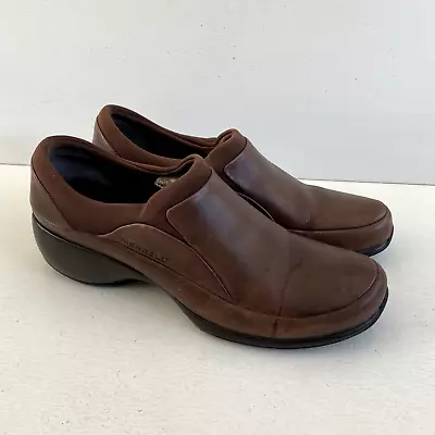 MERRELL Spire Stretch Slip On Loafers Womens Size 9.5 Brown Leather Clogs • $28.99