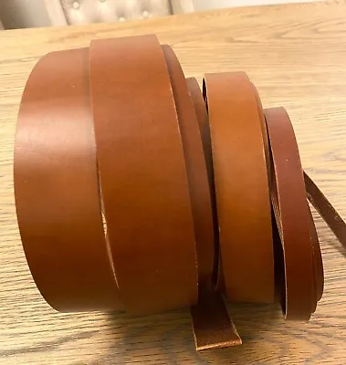 130 Cm Long 2.5 Mm Thick Saddle Tan Brown Leather Strap Belt Blank Various Width • £9.80