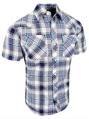 Western Plaid Shirt Short Sleeve Mens Snap Up Flap Pockets LATEST NEW COLORS!! • $19.95