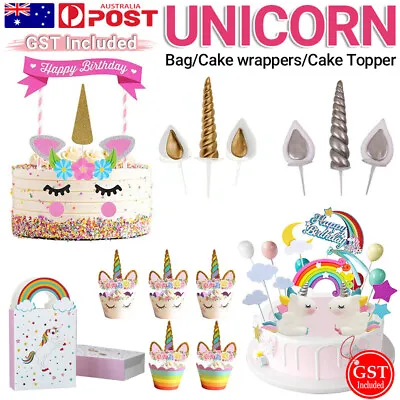 $5.85 • Buy Unicorn Birthday Party Decoration Cake Topper Candy Bag Cake Wrappers Kit