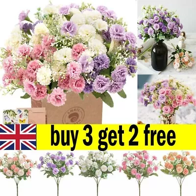 20heads Artificial Carnation Fake Silk Flowers Bouquet Garden Plants Home Decor • £5.19